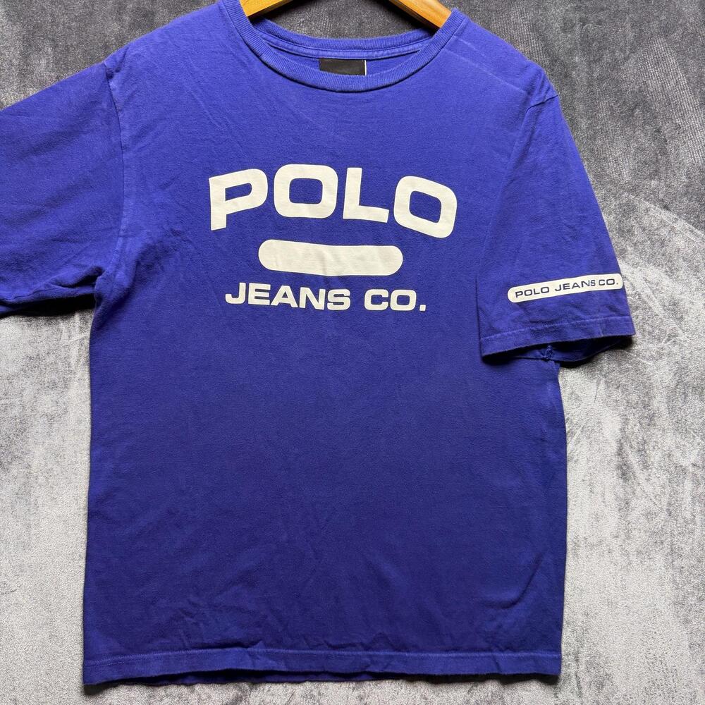Polo Jeans Co. Ralph Lauren T-Shirt Mens M Blue Regular Cotton Logo Graphic